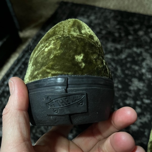 Vans green velvet slip ons. Barely worn. - Picture 3 of 5